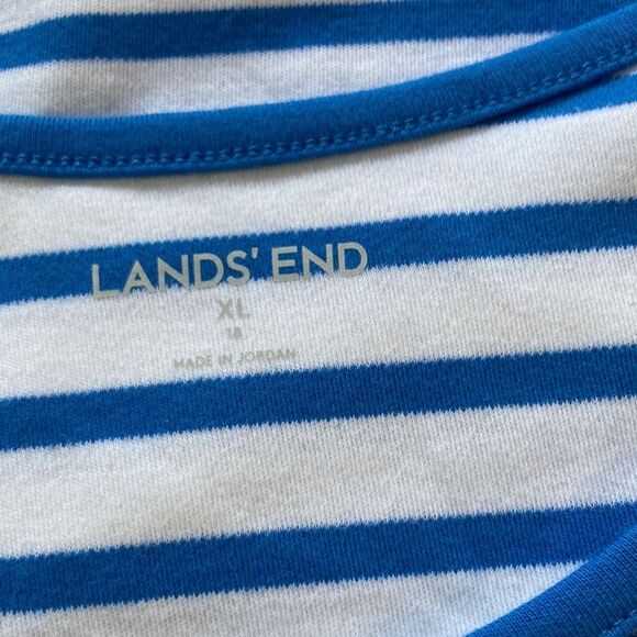 LANDS END Tank Top Nautical Cotton Blue White Stripes Womens Plus Size XL - Picture 6 of 11